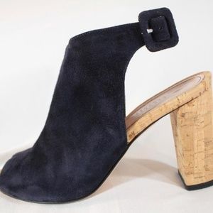 Barneys New York Navy Suede sling back heel